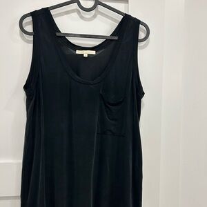 Maje Black Tank Top with Wide Shoulder Straps and Rounded Neckline